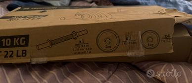 2 manubri con pesi in alluminio ,,1 manubrio ghisa