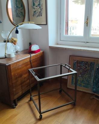 Carrello ottone, vassoio estraibile, anni ‘70