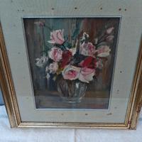 Vaso di fiori Olio su tela quadro arte 30x25
