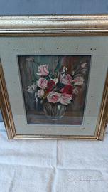 Vaso di fiori Olio su tela quadro arte 30x25