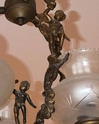 Lampadario d'epoca in ottone