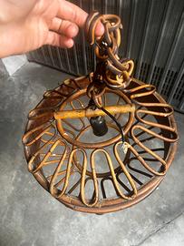 Lampadario Vintage Rattan - Anni 60/70