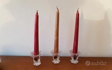 Trio portacandele in cristallo di Rocca