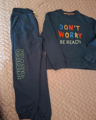 set felpa e pantaloni cotone caldo tg 10 anni 