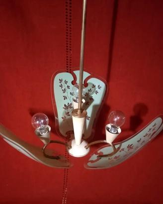 LAMPADARIO A SOSPENSIONE VINTAGE  ANNI '60 VETRO