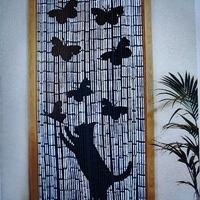 TENDA DI BAMBU' NUOVA DISEGNO CON GATTO E FARFALLE