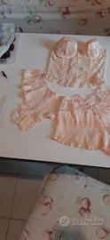 completo tre pezzi corsetto + slip e culotte