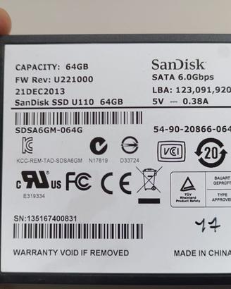 SanDisk SSD U110 64GB   codice 17