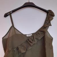 Top Liu Jo verde militare in misto cotone-seta