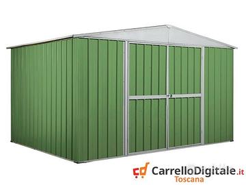 Casetta giardino acciaio 360x260 9mq verde chiaro
