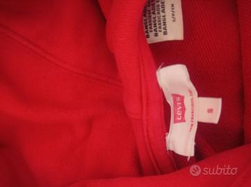 felpa taglia s, unisex, rossa, levis, tenuta bene 