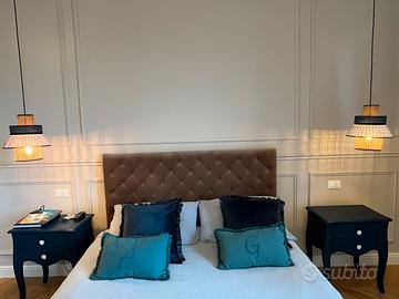 Testata letto imbottita velluto color tortora