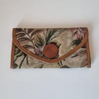 Portafoglio Vintage Floreale pelle tessuto anni 80