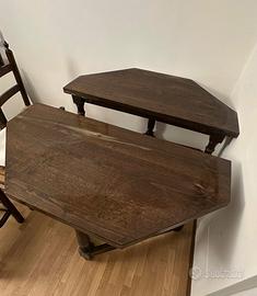 tavolo divisibile in due consol  legno color noce 
