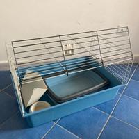 gabbia coniglio + lettiera esterna + pellet