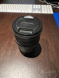 Samyang 35mm T1.5 attacco nikon con adattatore EF