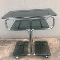 Carrello anni 50 atre ripiani in vetro e acciaio