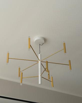Lampadario design oro e bianco stile Sputnik
