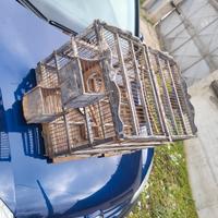 gabbia vintage in legno e ferro 