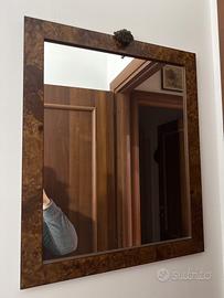Specchio vintage con cornice in radica