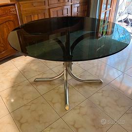 tavolo tondo in cristallo