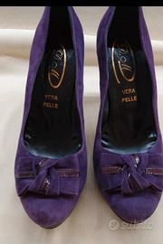 Scarpe viola vera pelle 