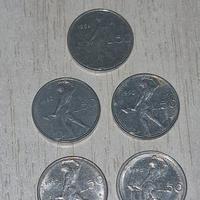lotto di 5 monete da 50 lire micro