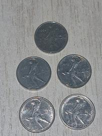 lotto di 5 monete da 50 lire micro
