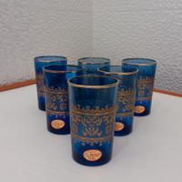 Set 5 bicchieri blu e oro - Bronze Verre