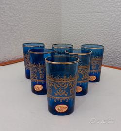 Set 5 bicchieri blu e oro - Bronze Verre