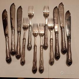 set 12 posate coltello e forchetta argento inglese