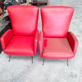 poltroncine rosse vintage anni 60