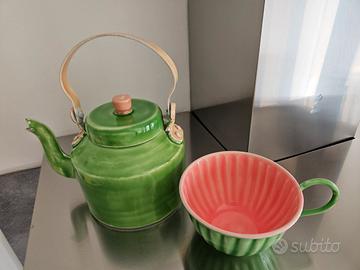 teiera con tazza - set vintage
