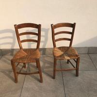 Sedie in legno e paglia vintage