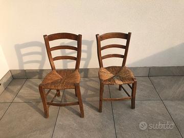 Sedie in legno e paglia vintage