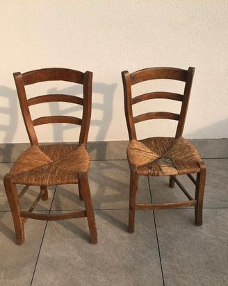 Sedie in legno e paglia vintage