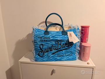borsa saint Bart fantasia zebrata blu e verde