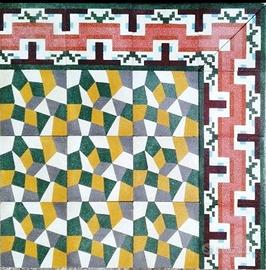 Pavimento in piastrelle di graniglia antica