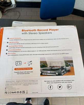 Giradischi Bluetooth con Speaker Stereo