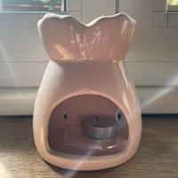 Portacandela rosa in ceramica