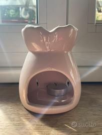 Portacandela rosa in ceramica