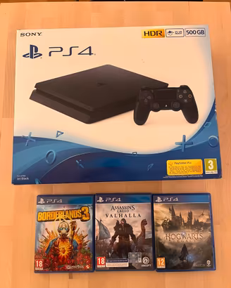 PS4 Slim + Hogwarts, Valhalla e Borderlands3