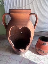 Vaso anfora terracotta fiori