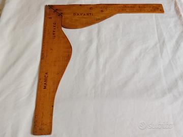 Squadra da sarto vintage legno pieghevole '50