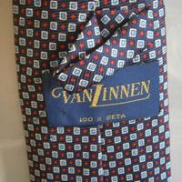 Cravatta di seta Van Linnen fantasia blu -bianco