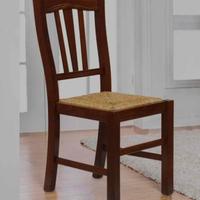 4 Sedie in legno seduta in paglia