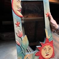 Specchio Rettangolare - Cornice di Legno Sole Luna