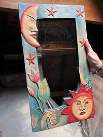 Specchio Rettangolare - Cornice di Legno Sole Luna