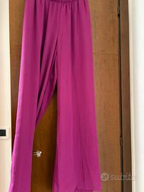 Pantaloni larghi leggeri e setosi fucsia tg xxl