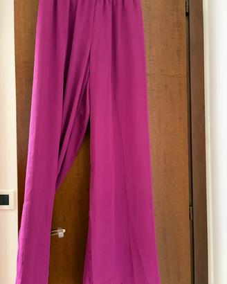 Pantaloni larghi leggeri e setosi fucsia tg xxl